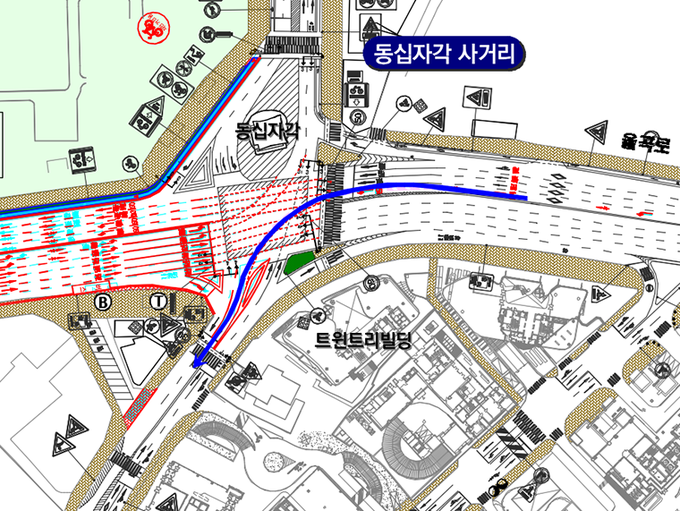 경복궁 교차로 좌회전 신설(종로소방서 방향)