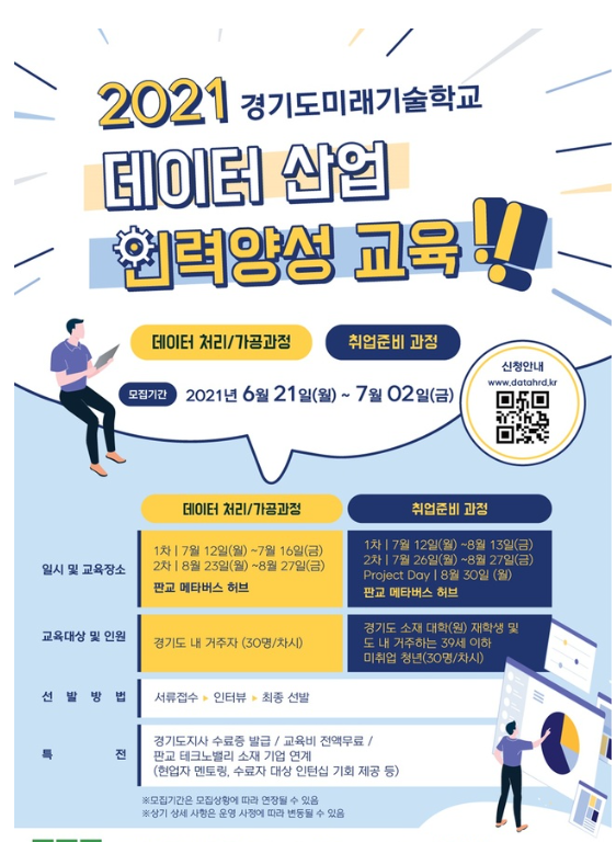 2021 경기도미래기술학교 데이텨 산업 인력양성 교육 홍보물