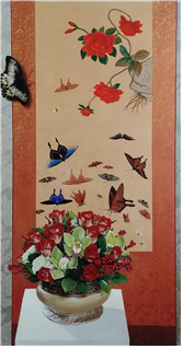 <들어와도 돼> 2019, 한지에 채색, 아크릴, 유채, 132x72cm