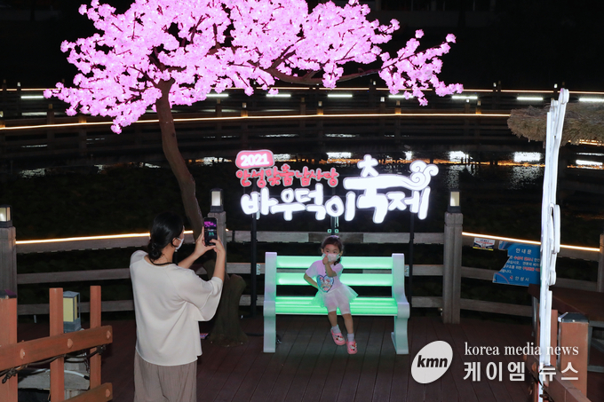 축제야간경관조명즐기는시민들(안성맞춤랜드)