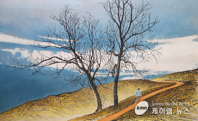 박영길 Wind-road Seoul|한지에 수간채색|55cmX 90cm|2021