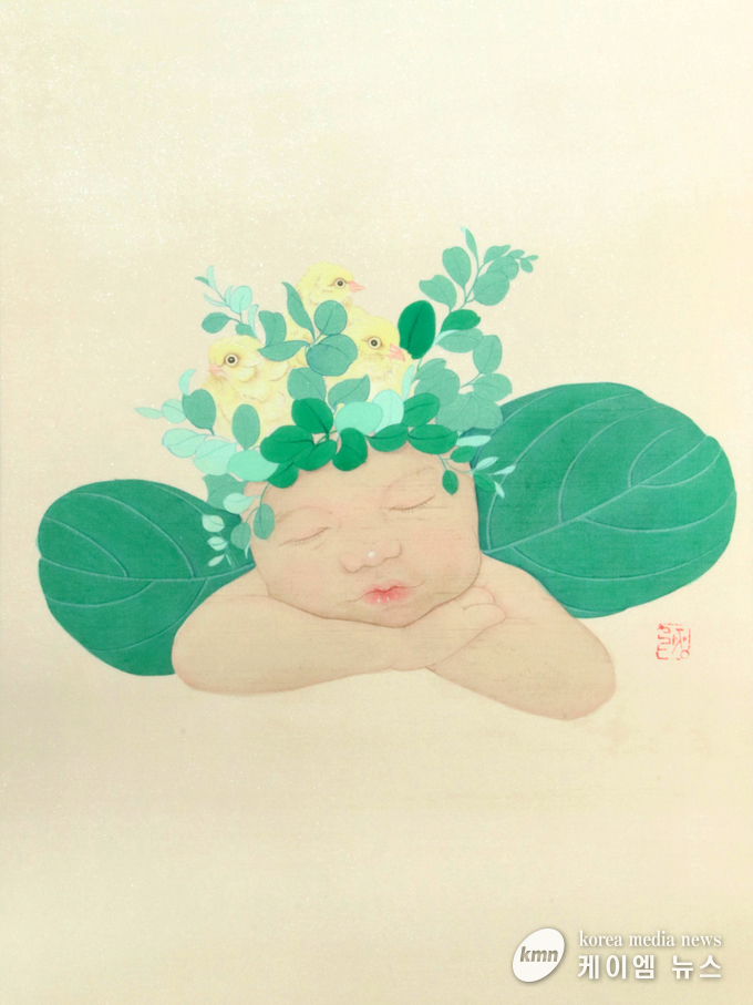 김정란, 잠 2_52x39cm_비단에 채색_2021