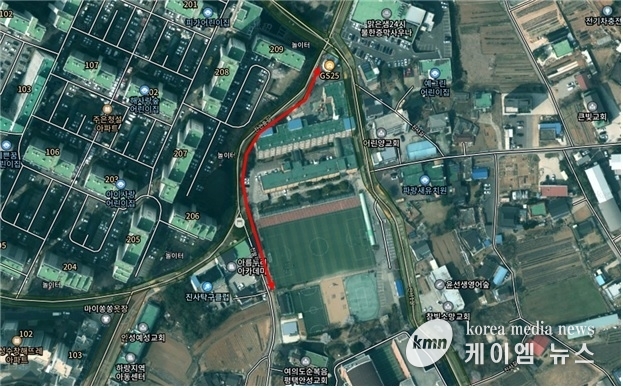  위치도(양진초등학교 통한로 데크 보도 설치) 사진/안성시청 제공