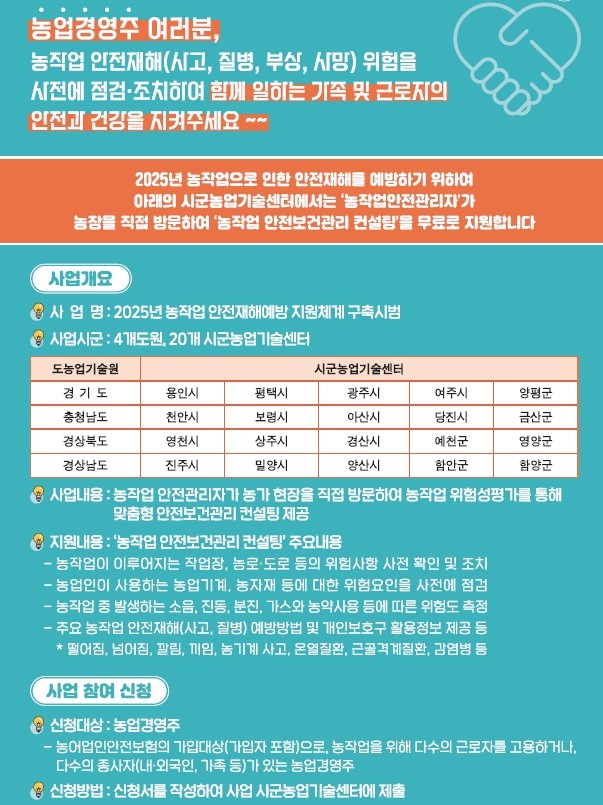 농작업 안전보건관리 컨설팅 참여 농가 모집 안내문 사진/용인특례시청 제공