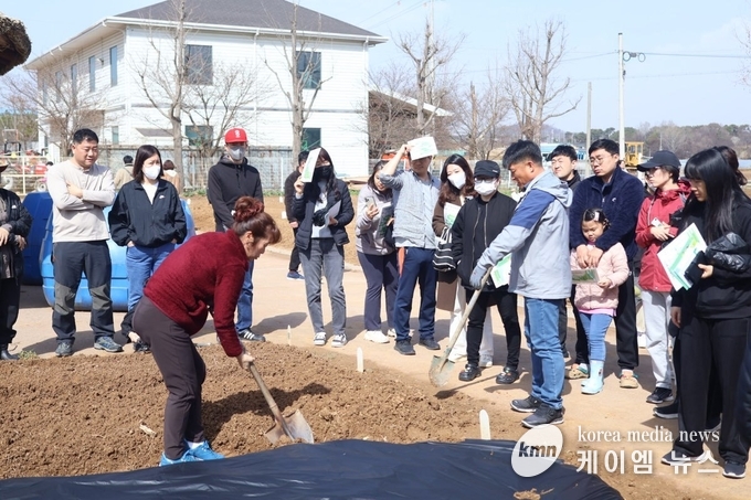 농업생태원 누리집에서 시민텃밭을 가꾸고있다 사진/평택시청 제공