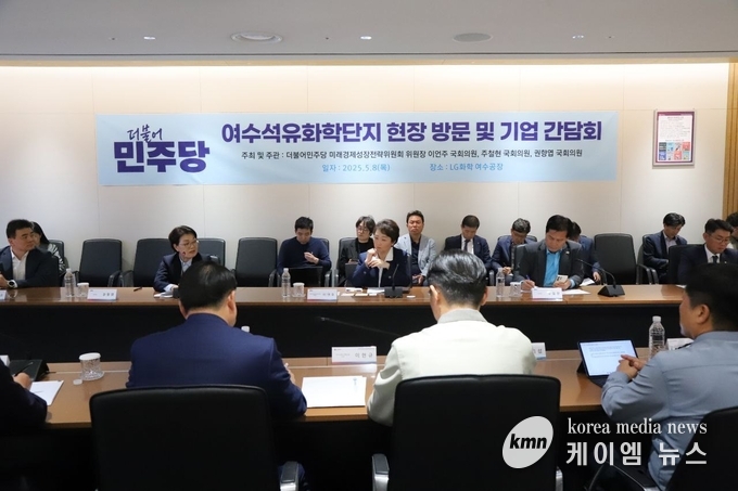 이언주 의원은 8일 전남 여수‧광양 등 석유화학‧철강 산업현장을 방문해 간담회에서 제조업을 도울것이라고 하고 있다.