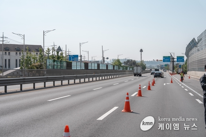 오산시, 재포장 공사 현장