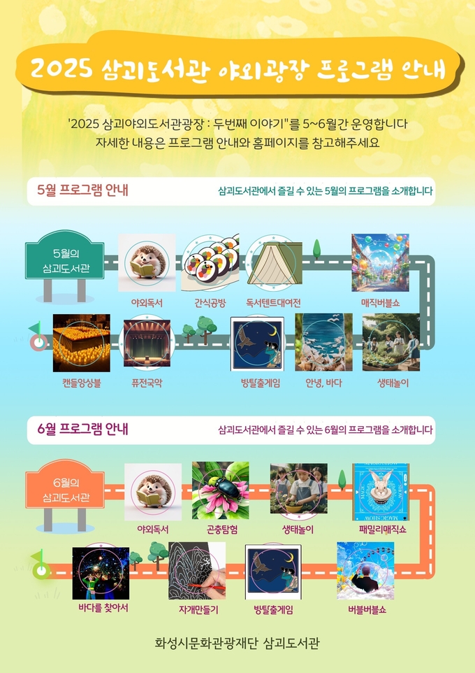 2025 삼괴야외도서관 야외광장 프로그램 안내문 사진/화성시문화관광재단 삼괴도서관 제공