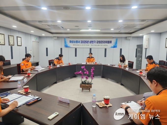 구급대원 감염예방을 위한 감염관리위원회 진행 모습 사진/화소방서 제공