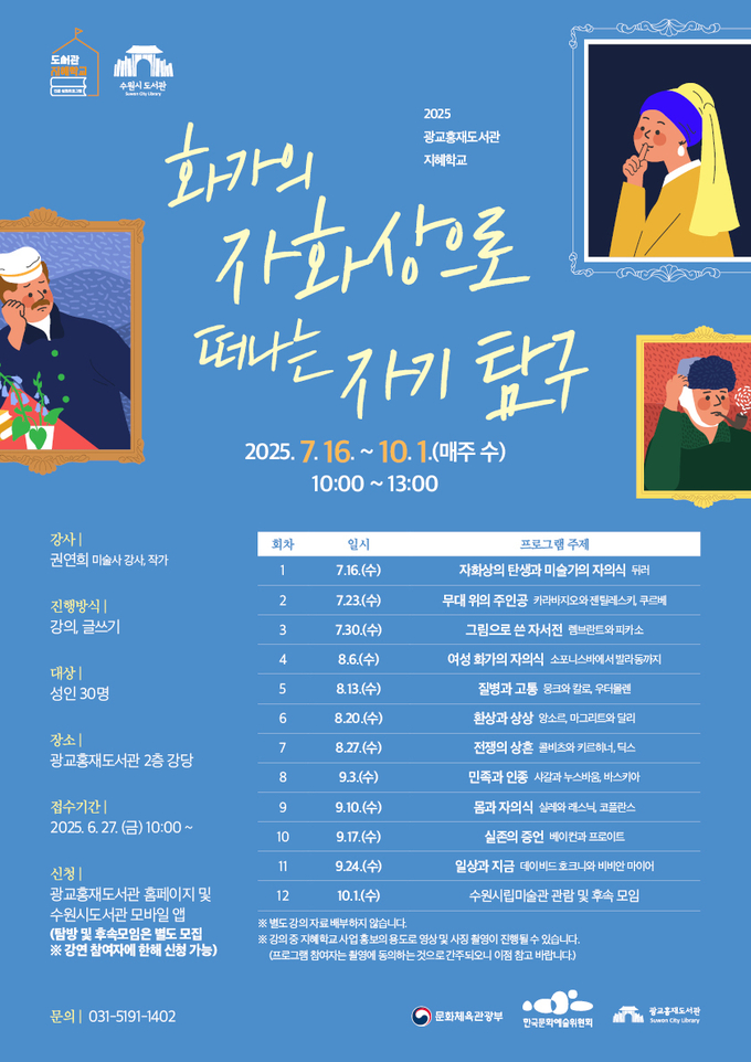 2025년 지혜학교 강좌 ‘화가의 자화상으로 떠나는 자기 탐구 안내문 사진/수원특례시청 제공