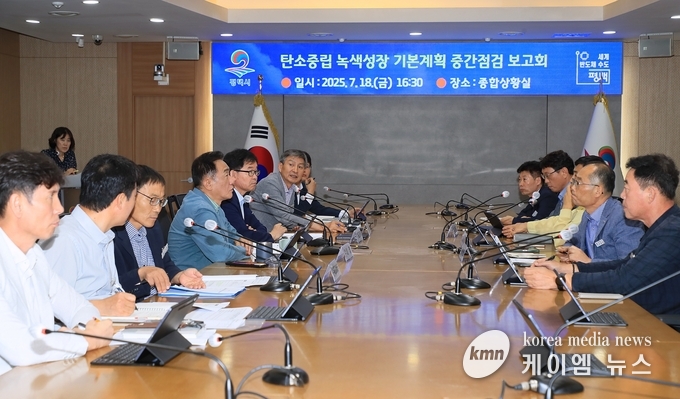 평택시 탄소중릭 녹색성장 기본계획 중간보고회를 진행하고 있다. 사진/평택시청 제공