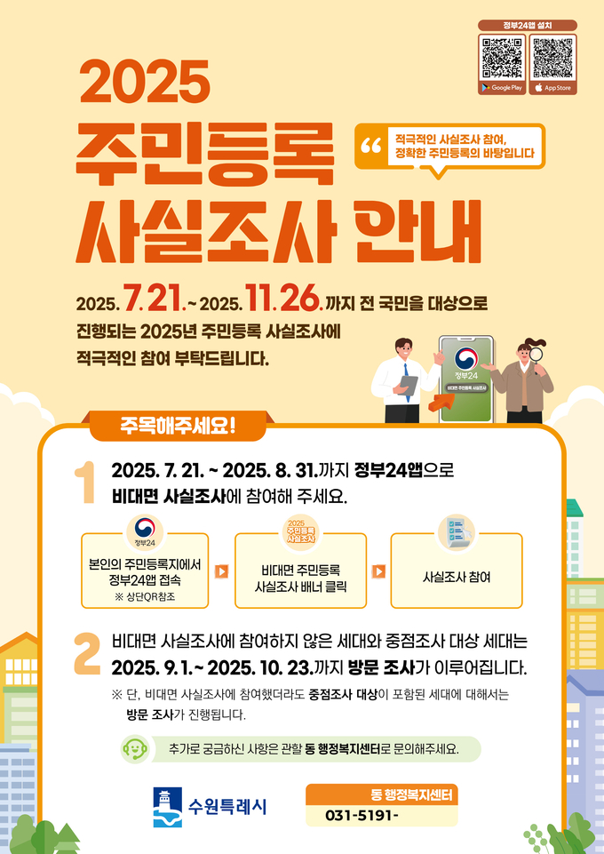 2025년 주민등록 사실조사 안내문 사진/수원특례시청 제공