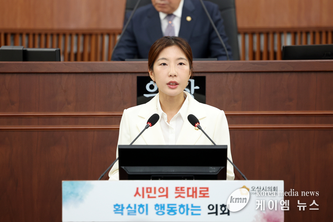사진/전예슬 의원이 7분 자유발언을 하고있다.<사진/김영진 기자>