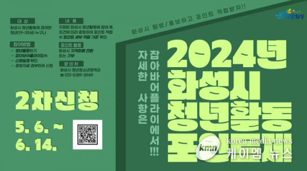 2024년 화성시 청년활동포인트제 적립신청 2차 접수