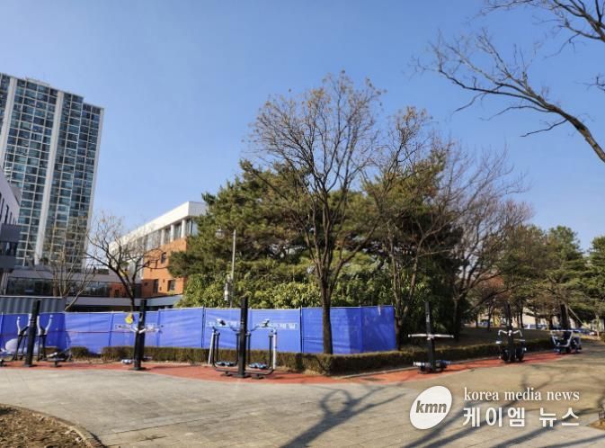 백석동 안산공원 내 조성 중인 스마트 헬스파크