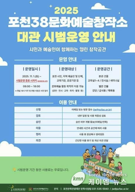 포천38문화예술창작소, 대관 시범운영 통해 열린 창작공간으로 첫걸음