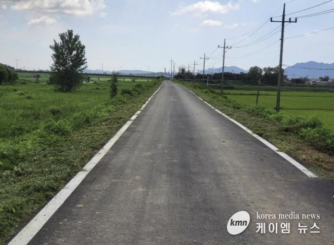 국가하천 제방 예초작업 완료 모습