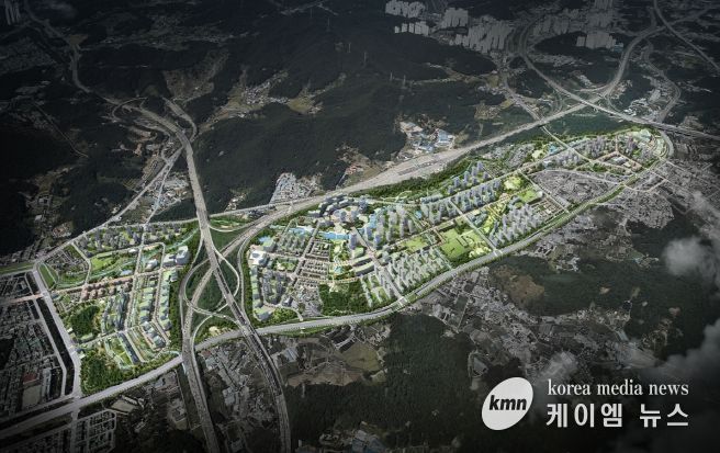 조감도. 지구계획 변경 등 조성계획 변경으로 개발 완료 시 상이할 수 있음