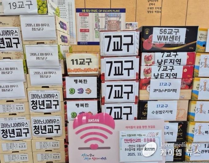 안산시 드림스타트 아동을 위해 기탁된 후원 물품.