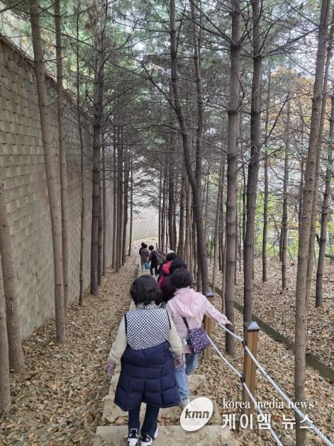 용인특례시 보건소 건강걷기 프로그램에 참여 중인 시민들