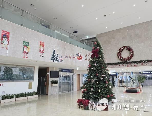 예산군청사 크리스마스 트리 모습