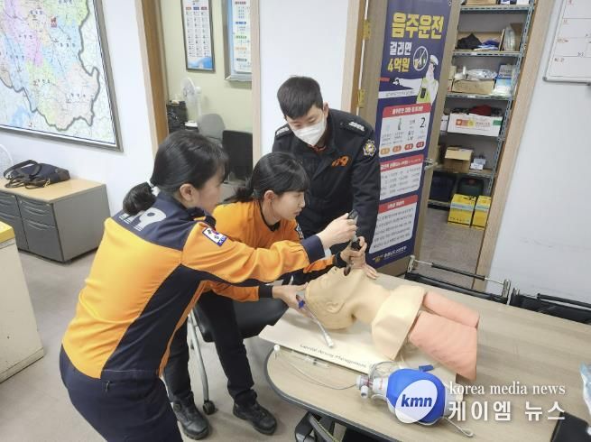 홍성소방서, 구급전문교육 기도삽관 실습 실시