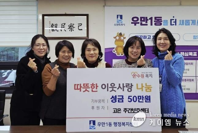 수원 고은 주간보호센터, 연말연시 맞아 수원시 팔달구 우만1동에 따뜻한 성금 전달
