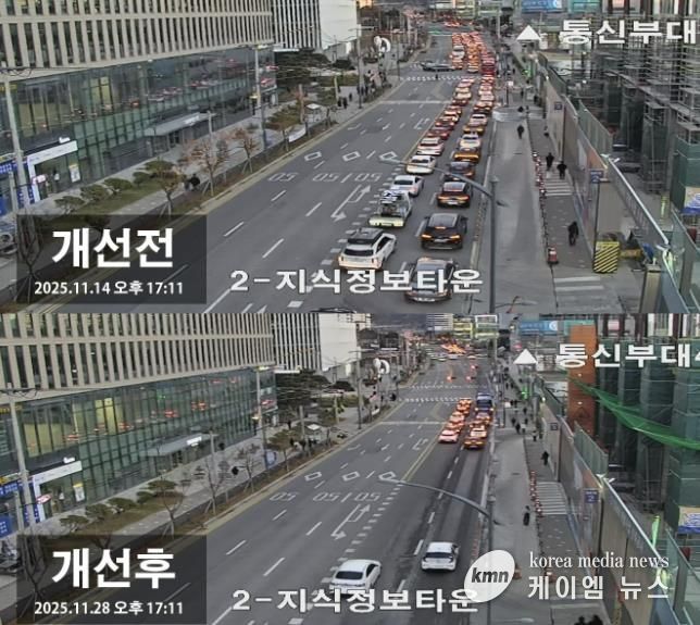 과천대로7길 퇴근시간대 모습(개선 전후)