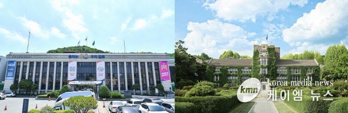 김포시 전경과 연세대 언더우드관 전경