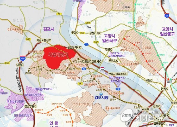 김포한강2공공주택지구 조성사업 위치도.