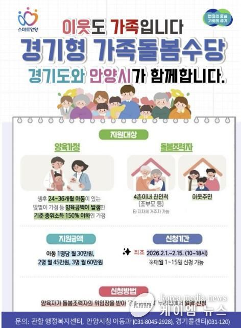 안양시, ‘경기형 가족돌봄수당’ 내달 1일부터 접수