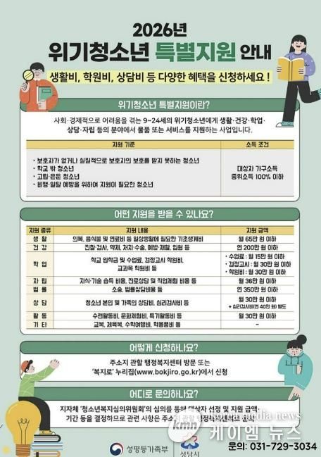 성남시 위기청소년 특별지원 안내 리플릿