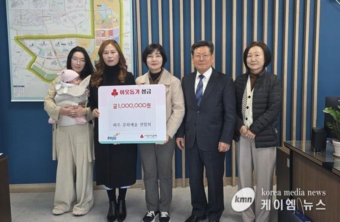 파주시 운정6동, 파주문화예술연합회로부터 성금 100만 원 전달받아