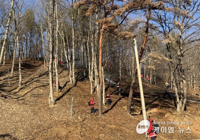 청양산불 진화모습