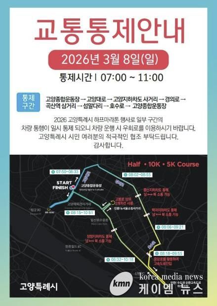 교통통제 안내문