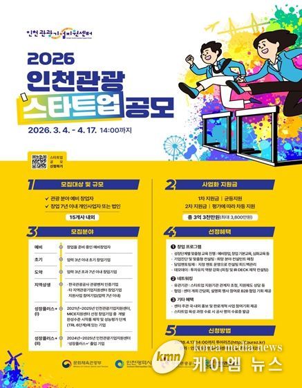 2026 인천 관광스타트업 모집’공모 포스터