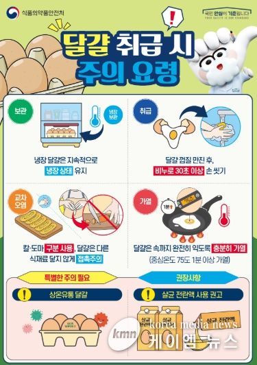 식품의약품안전처 '달걀 취급 주의 요령' 안내문.