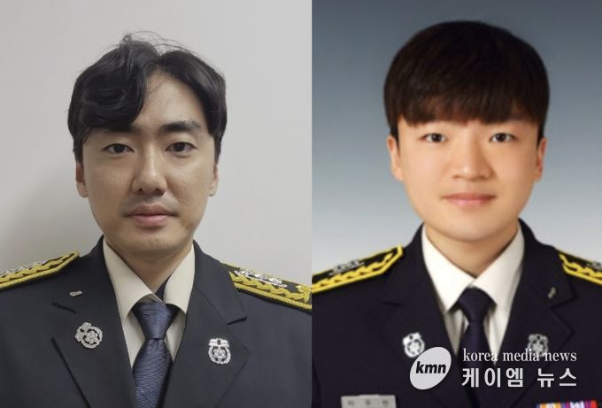 왼쪽부터 소방교 정기용, 소방교 이우빈