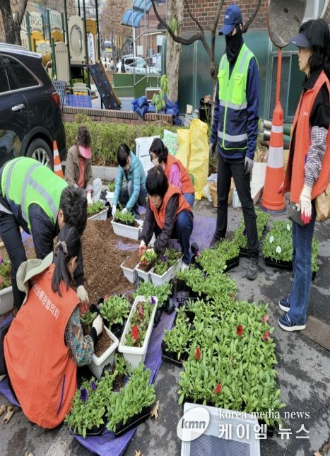 고양시 풍산동, 봄맞이 초화 식재
