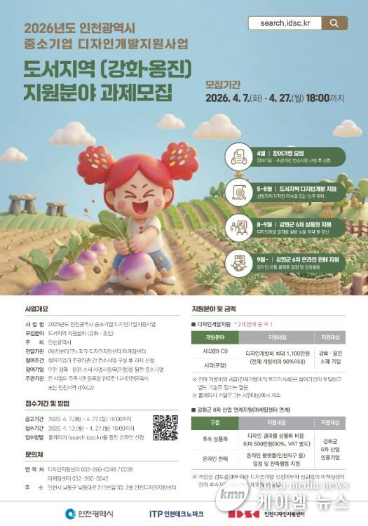 ‘2026 도서지역(강화⋅옹진) 중소기업 디자인개발지원’ 참여기업 모집