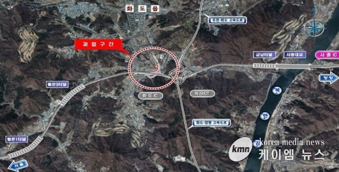 화도IC 진입램프 공사구간 위치도