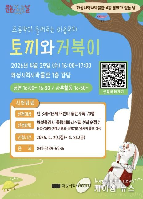 화성특례시 역사박물관 ‘토끼와 거북이’ 체험형 인형극 안내 포스터